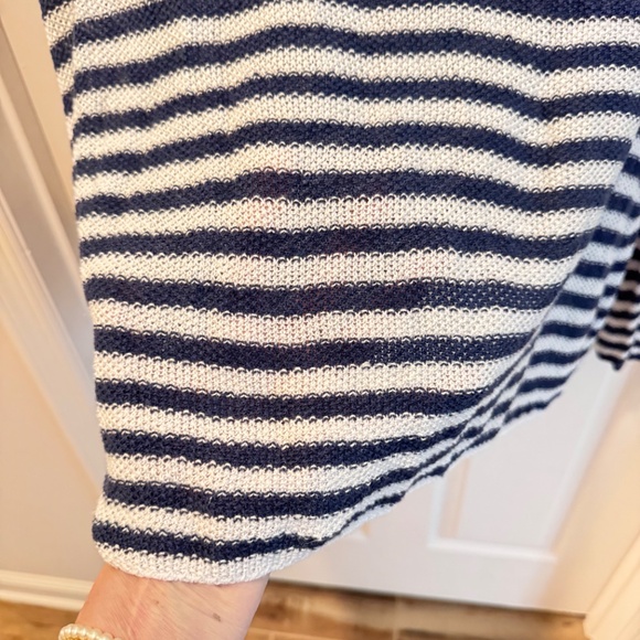 Eileen Fisher Summer Sweater, Blue & White Striped, Size XL - Picture 9 of 10